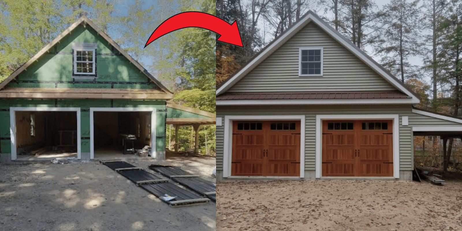 Sebago Maine home before and after CertainTeed vinyl siding installation – enhanced curb appeal and weather protection.