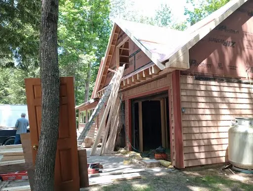 Home addition framing and exterior construction in progress